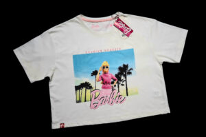 Polo jerzey blanco estampado barbie Machine
