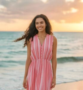 VESTIDO RAYAS/WHITE-RED