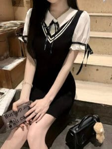 VESTIDO ASIATICO BLACK/WHITE