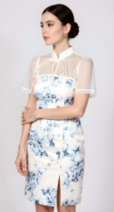 VESTIDO ASIATICO FLORES/CHAL