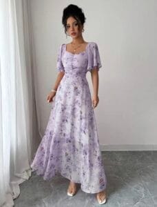 VESTIDO LARGE LILA FLORES